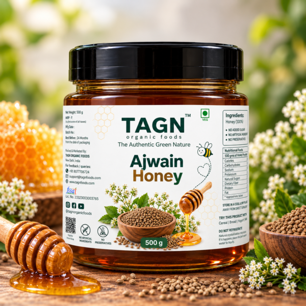 TAGN Ajwain Honey 500g | Pure Natural Honey with Ajwain